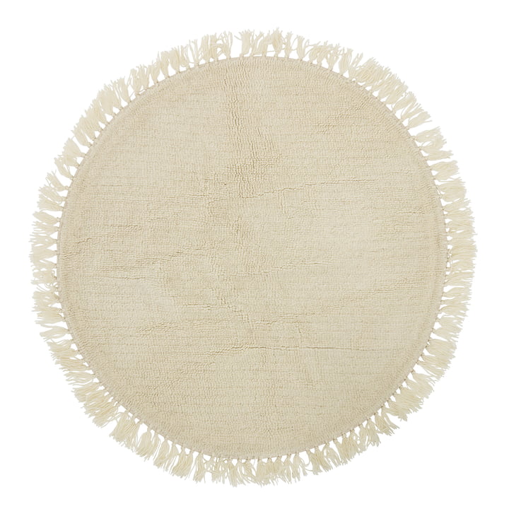 Bloomingville - Naturfaser Teppich mit Fransen Ø 110 cm, Wolle