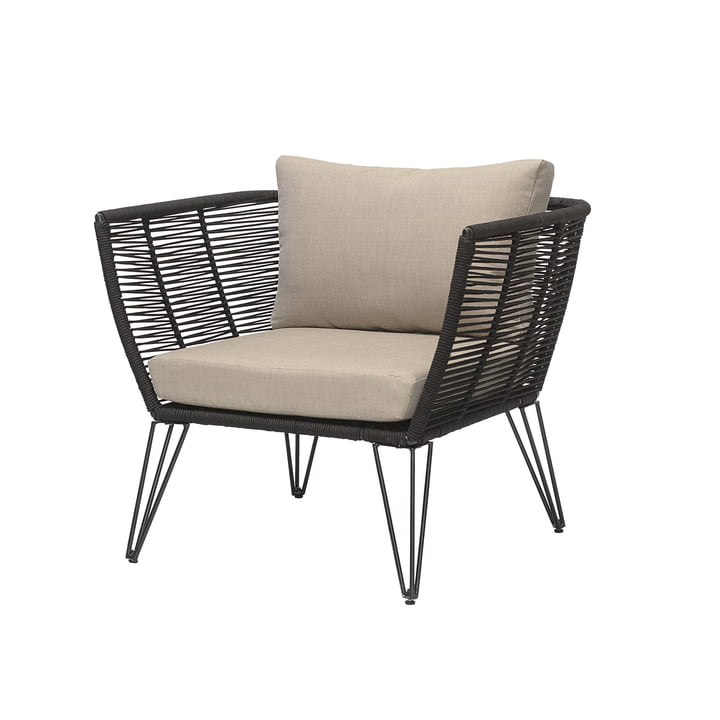 Mundo Lounge Chair mit Kissen von Bloomingville in schwarz / beige