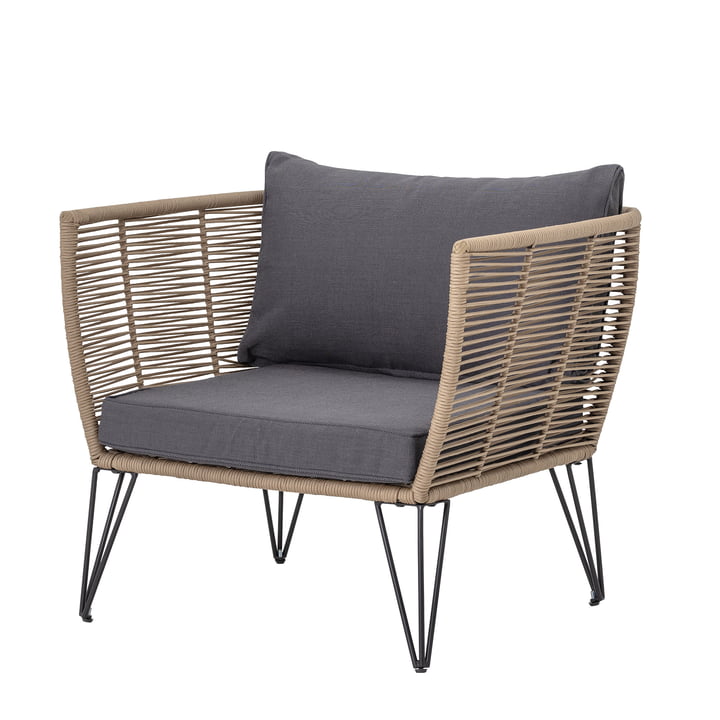 Mundo Lounge Chair mit Kissen von Bloomingville in braun / grau