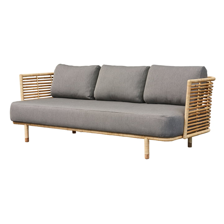 Sense 3-Sitzer Sofa, natur / hellgrau von Cane-line 