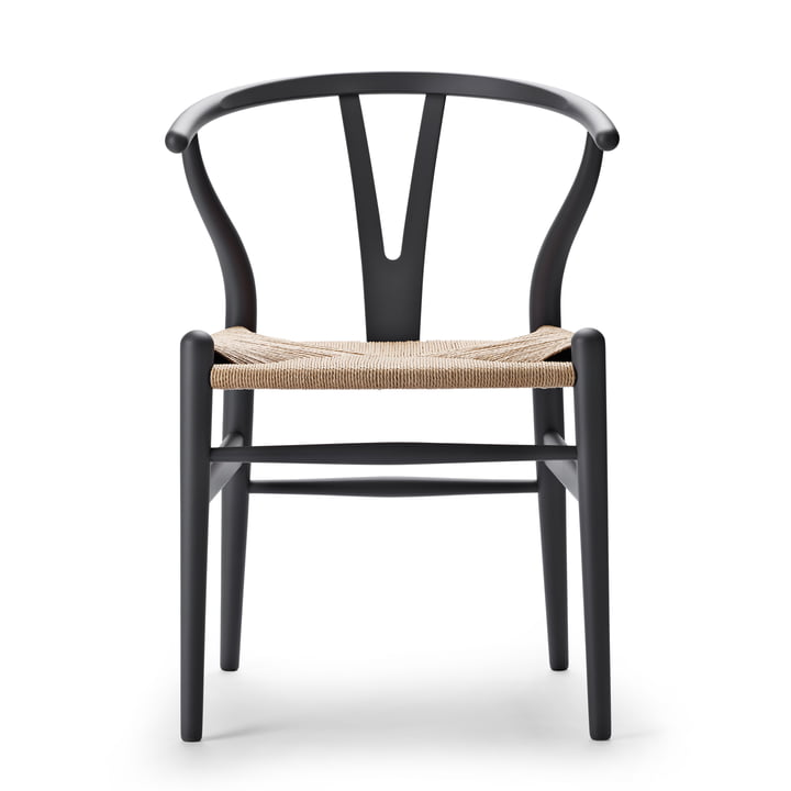 CH24 Wishbone Chair von Carl Hansen in soft grey / Naturgeflecht