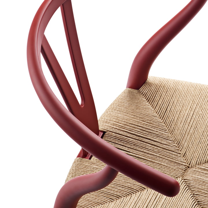 CH24 Wishbone Chair von Carl Hansen in soft red / Naturgeflecht