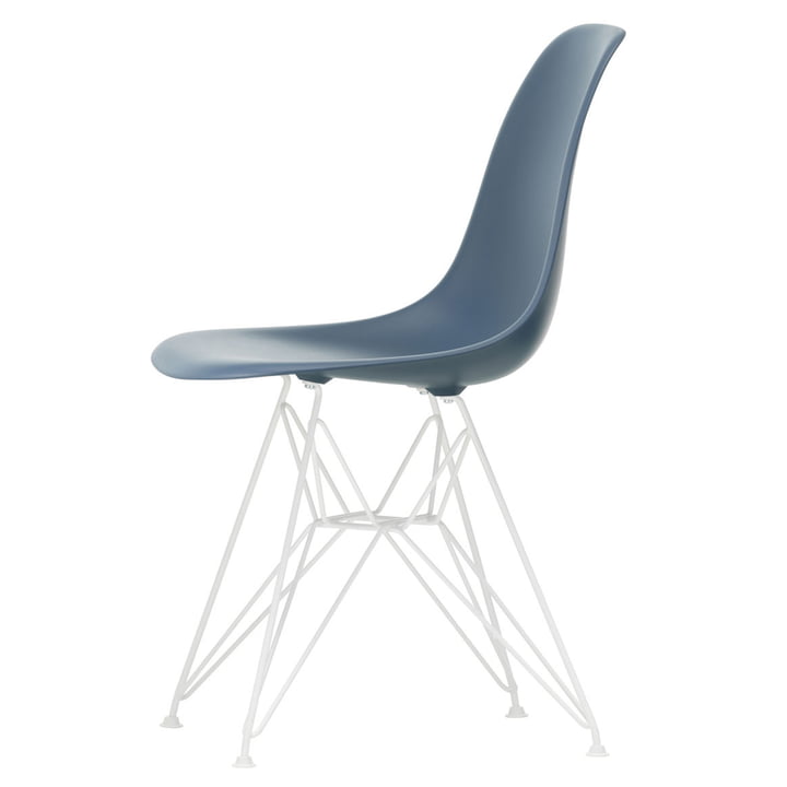 Eames Plastic Side Chair DSR von Vitra in weiß / meerblau (Filzgleiter weiß)
