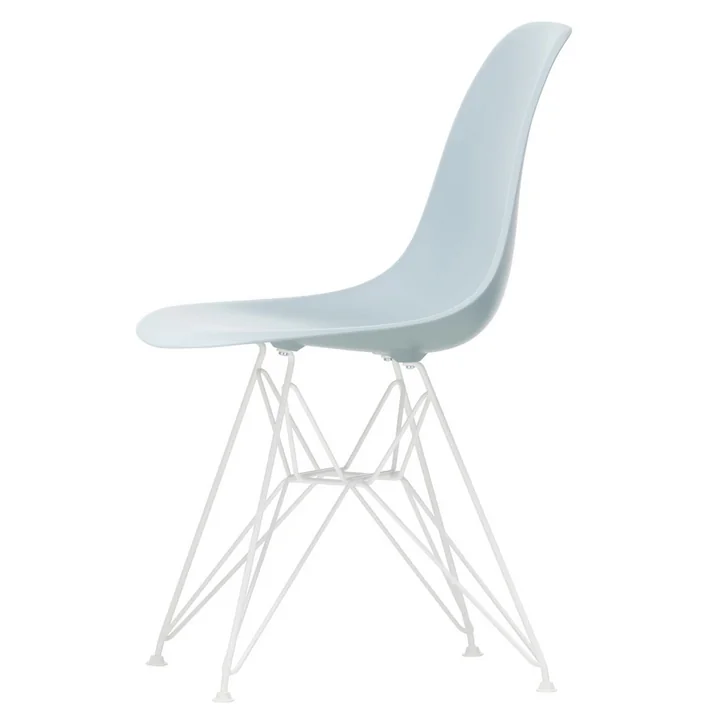 Eames Plastic Side Chair DSR von Vitra in weiß / eisgrau (Filzgleiter weiß)