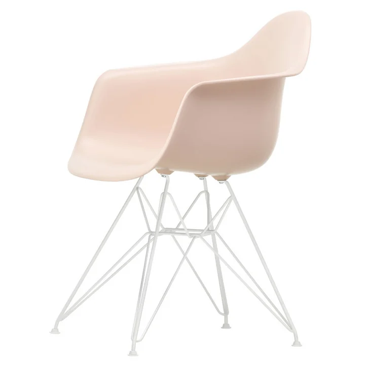 Eames Plastic Armchair DAR von Vitra in weiß / zartrosé (Filzgleiter weiß)