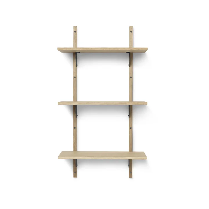 Sector Wandregal triple, 54 cm, Eiche / Messing schwarz von Ferm Living