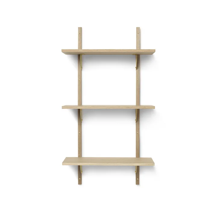 Sector Wandregal triple, 54 cm, Eiche / Messing von Ferm Living