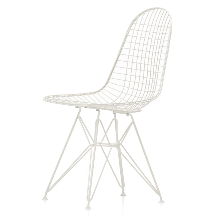 Wire Chair DKR (H 43 cm) von Vitra in weiß / ohne Bezug, Filzgleiter (weiß)