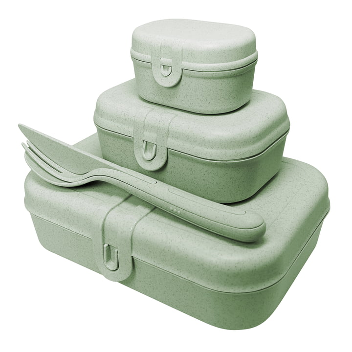 Pascal Ready Lunchbox-Set mit Klikk Besteck von Koziol in organic green
