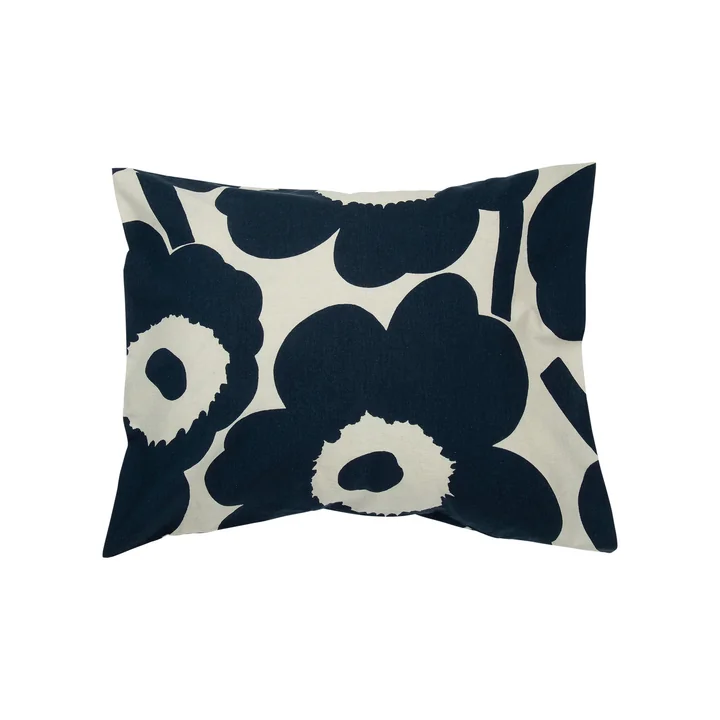 Unikko Kopfkissenbezug 80 x 80 cm von Marimekko in baumwollweiß / dunkelblau