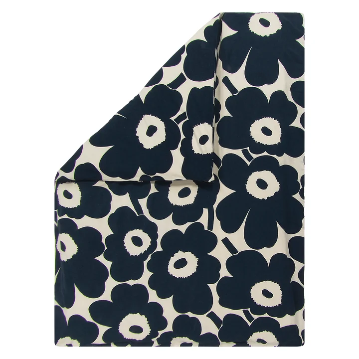 Unikko Deckenbezug 240 x 220 cm von Marimekko in baumwollweiß / dunkelblau