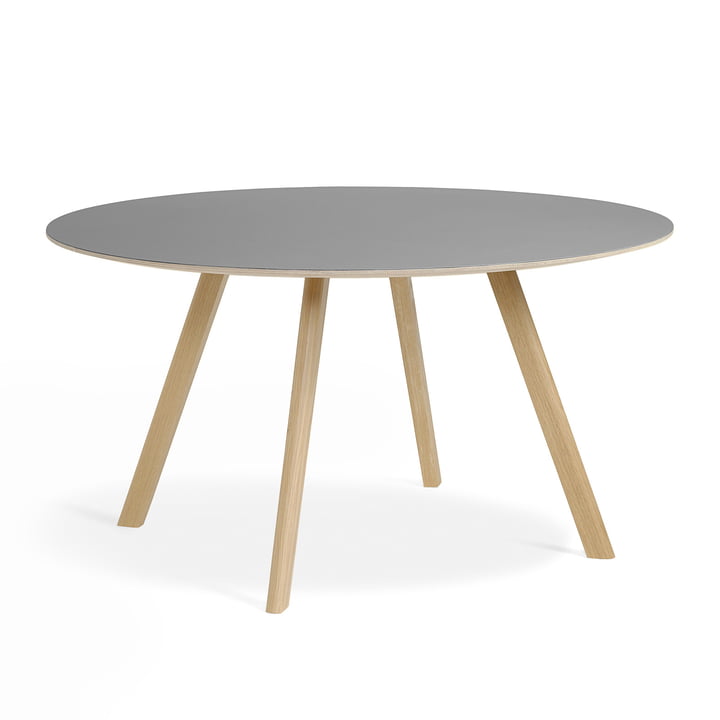 Copenhague CPH25 Tisch von Hay mit 140 cm Durchmesser in Eiche matt lackiert / Linoleum grau
