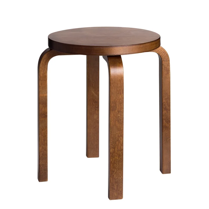 E60 Hocker von Artek in Nussbaum gebeizt