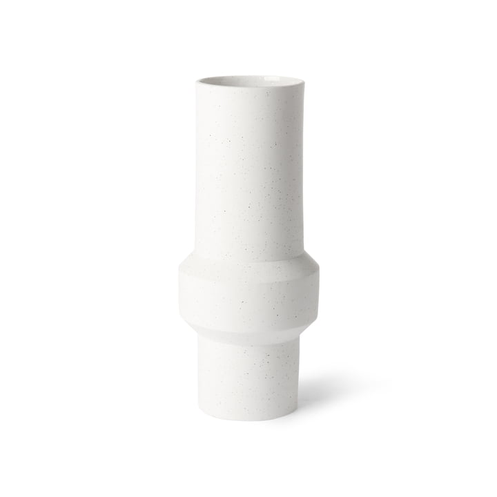 HKliving - Vase round M, Ø 13 x 32 H cm, weiß gesprenkelt