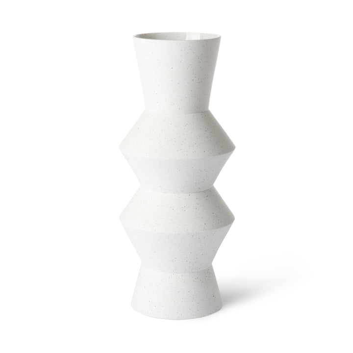 HKliving - Vase angular L, Ø 16,5 x 41 H cm, weiß gesprenkelt