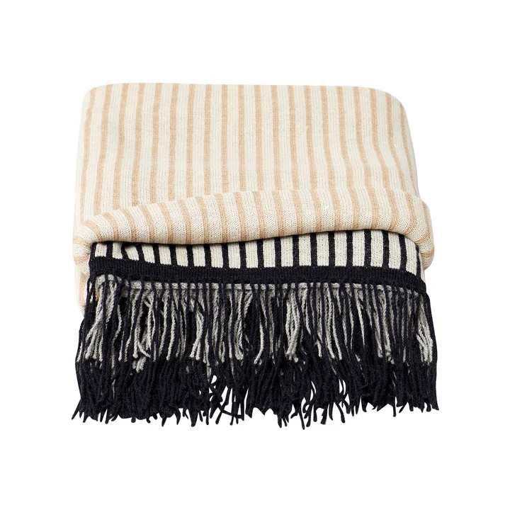 Aymara Decke, 130 x 190 cm, gemustert mit Streifen, Creme von Form & Refine