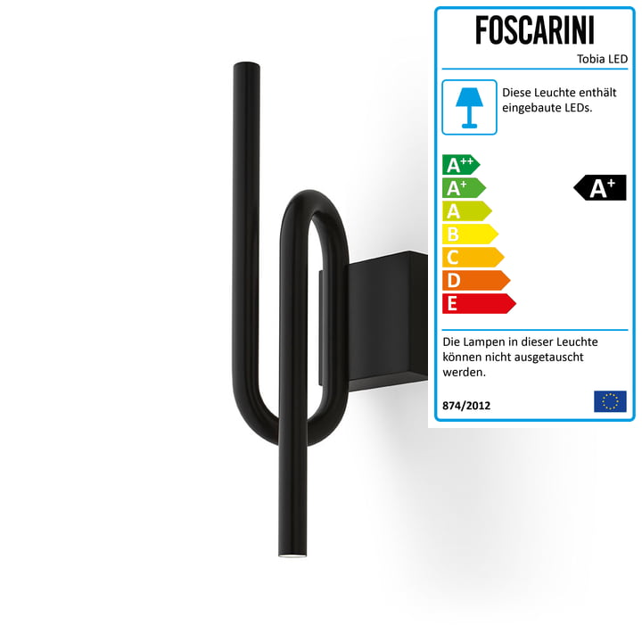 Die Tobia LED-Wandleuchte, schwarz von Foscarini