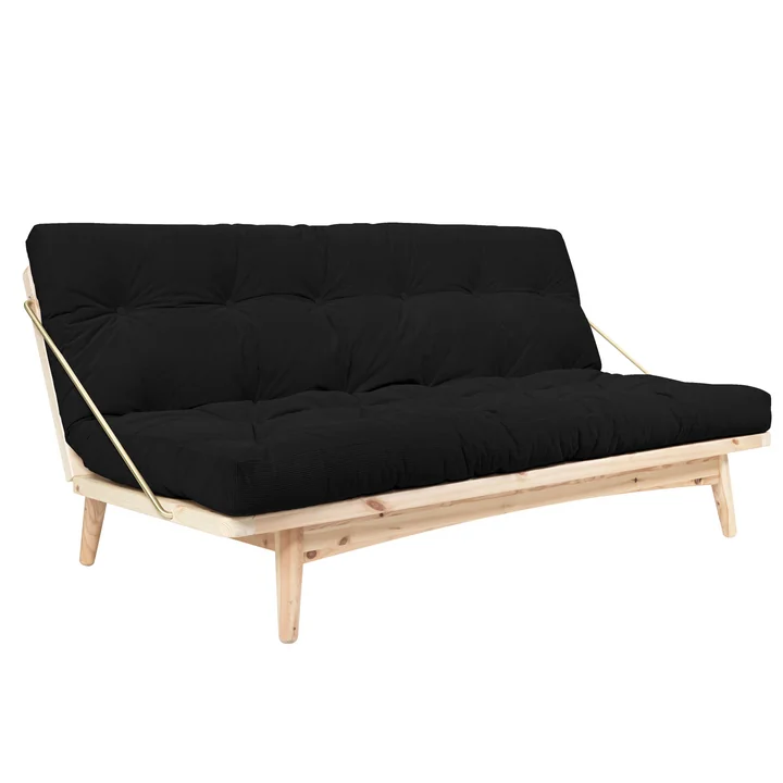 Das Folk Schlafsofa 130 cm, Kiefer klar lackiert / Cord charcoal (511) von Karup