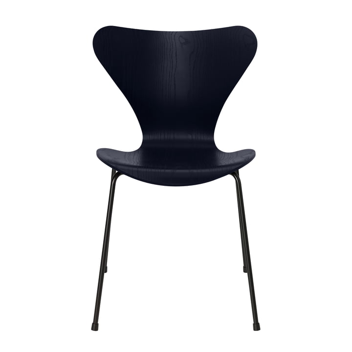 Serie 7 Stuhl von Fritz Hansen in Esche midnight blue gefärbt / Gestell schwarz