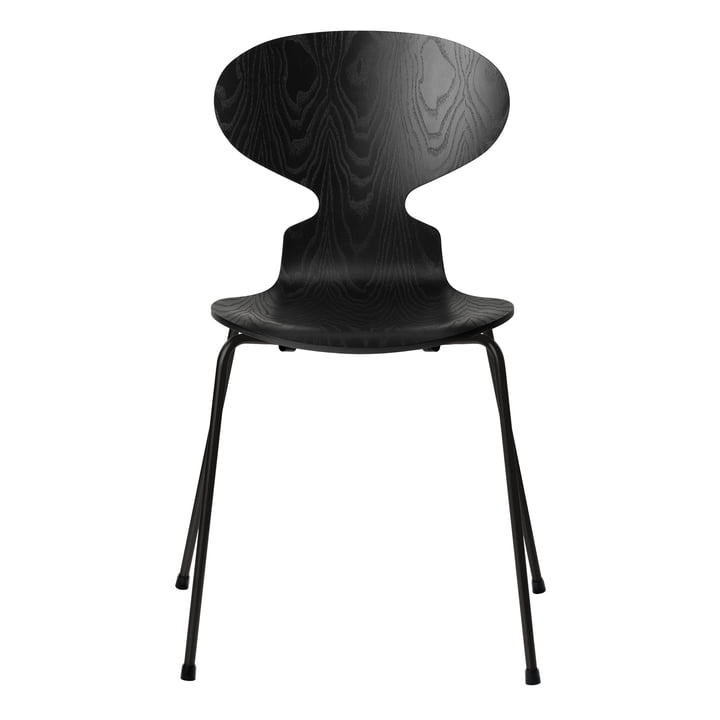 Ameise Stuhl von Fritz Hansen in Esche schwarz gefärbt / Gestell schwarz