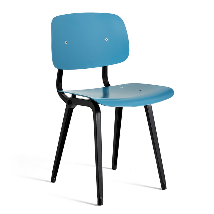 Der Revolt Chair, schwarz / azurblau von Hay