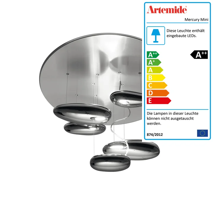 Mercury Mini LED-Deckenleuchte, 2700K / Chrom poliert von Artemide