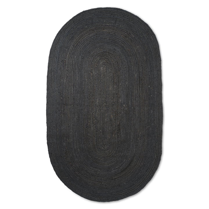 Der große Eternal Oval Jute Teppich von ferm Living in schwarz