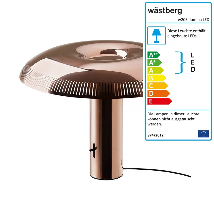 Die w203 Ilumina LED Tischleuchte von Wästberg in Kupfer