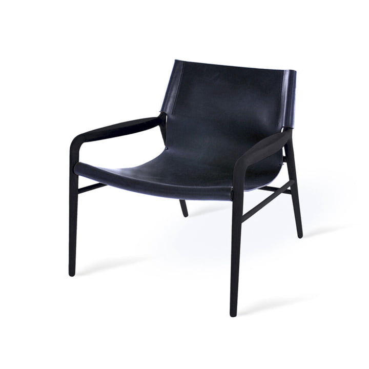 Rama Lounge Chair, Eiche schwarz / Leder schwarz von Ox Denmarq