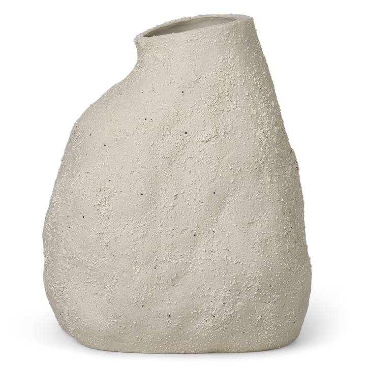 Die mittelgroße Vulca Vase von ferm Living in off-white stone