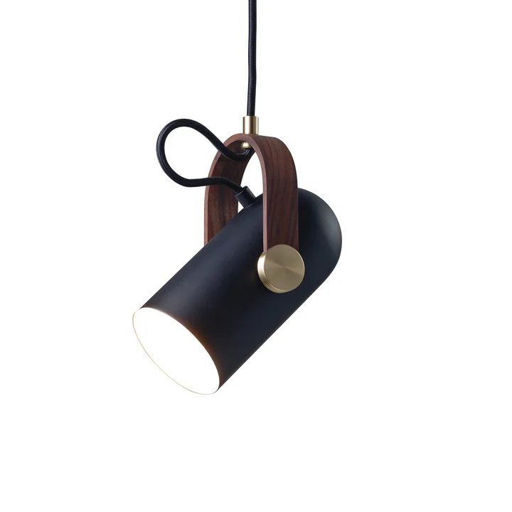 Carronade 160 Pendelleuchte Black Classic von Le Klint in amerik. Nussbaum / Messing
