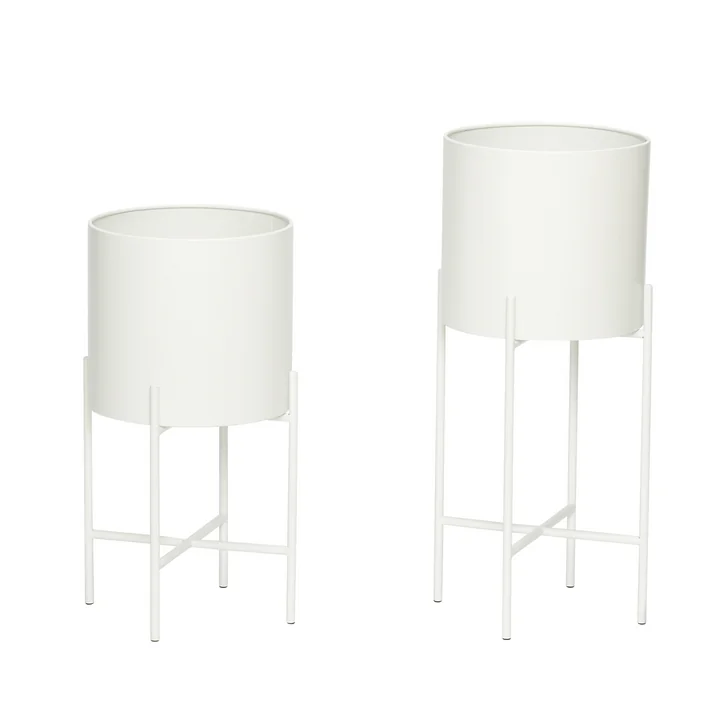 Pflanztopf mit Gestell 2er-Set, weiß von Hübsch Interior
