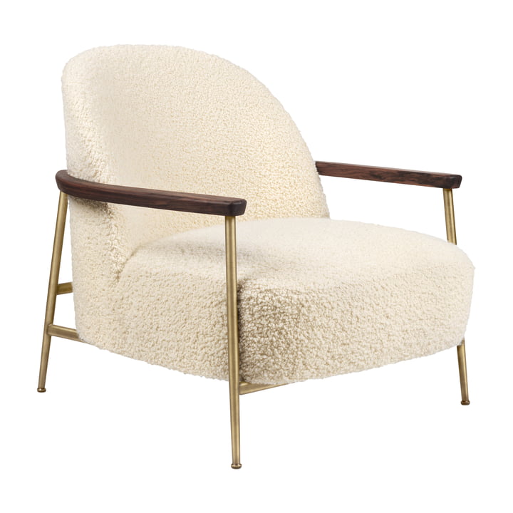 Sejour Lounge Chair mit Armlehnen, matt messing / walnuss von Gubi