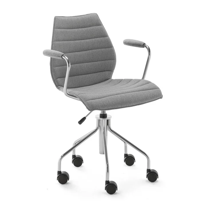 Maui Soft Bürostuhl mit Armlehnen und Rollen, Noma / grau von Kartell