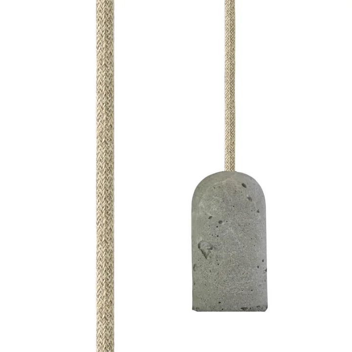 Base Concrete Fassung von NUD Collection mit Textilkabel in Natural Linen (TT-00)