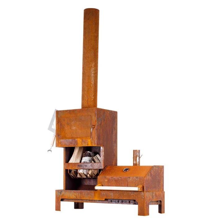 Der Outdoor Stahlofen XL von Weltevree in rostbraun