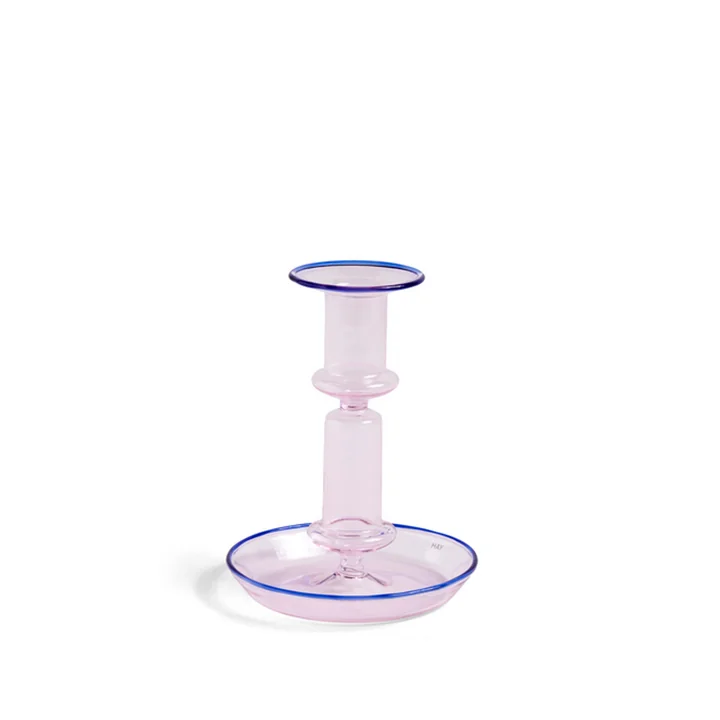 Flare Kerzenständer, H 14 cm, pink / blau von HAY