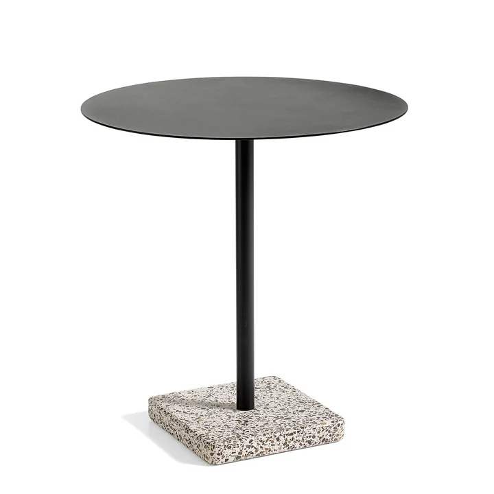 Terrazzo Tisch rund Ø 70 cm, grau/ anthrazit von HAY