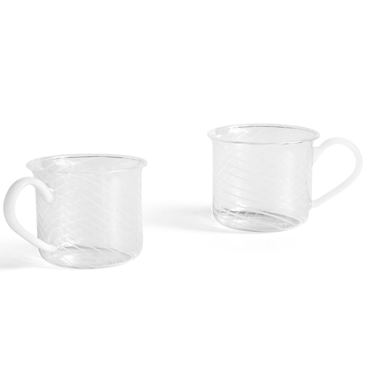 Borosilikat Tasse, Ø 8 x H 6.5 cm, white swirl (2er-Set) von Hay