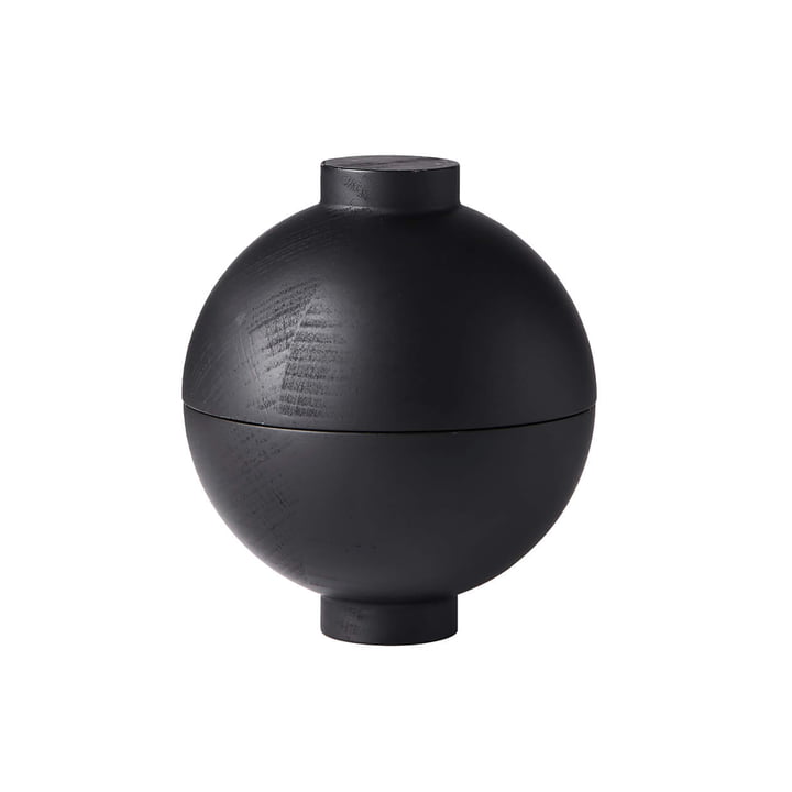 Wooden Sphere Aufbewahrung XL Ø 16 x H 18 cm, Eiche schwarz von Kristina Dam Studio