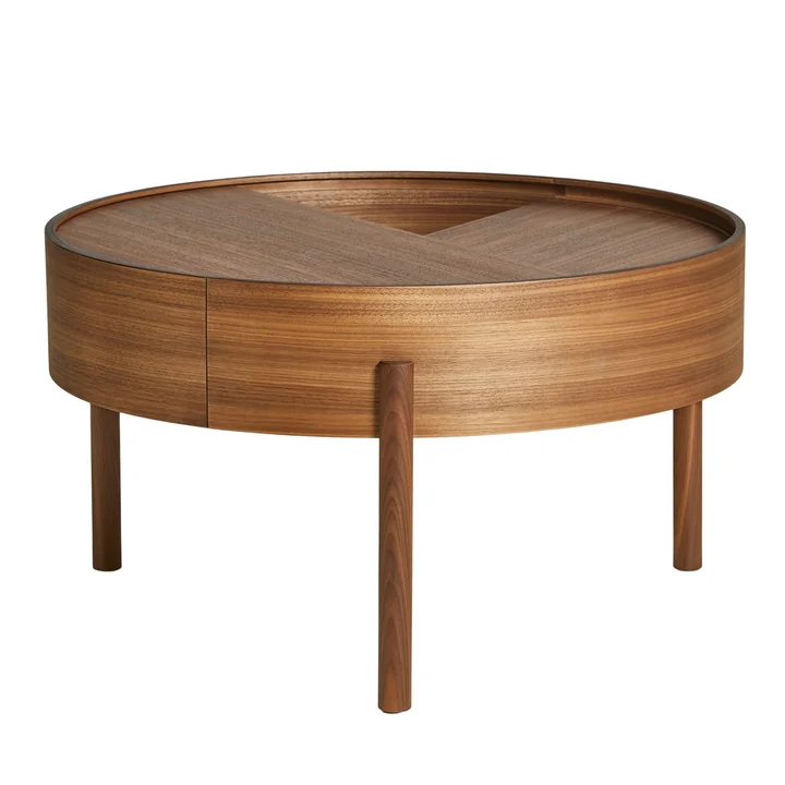 Arc Couchtisch Ø 66 cm H 38 cm von Woud in Walnuss lackiert