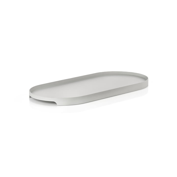 Das Singles Metall-Tablett oval von Zone Denmark, 16 x 35 cm, warm grey