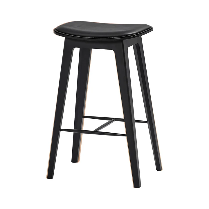 Der Nordic Barhocker H 73 cm von SACK it, Buche schwarz / Leder ultra black