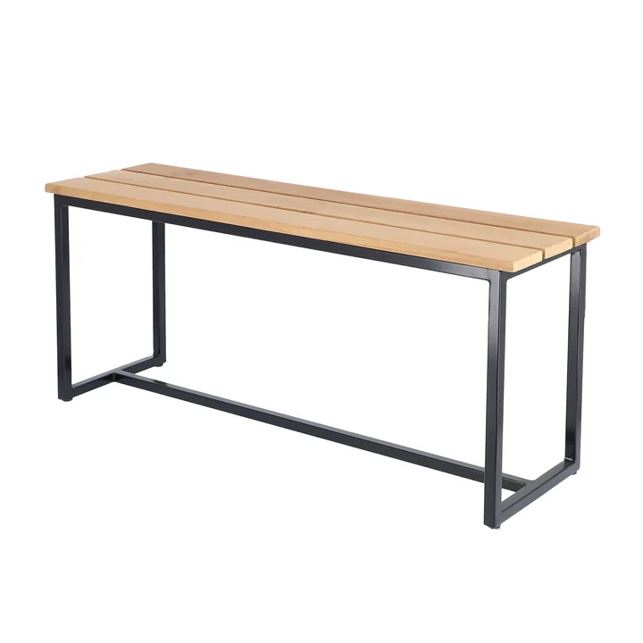 Die Time Sitzbank von Jan Kurtz, aus Teakholz mit Aluminiumgestell L 100 cm, schwarz/natur