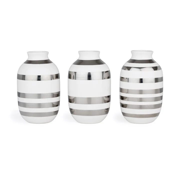 Omaggio Vase Miniatur H 8 cm von Kähler Design in silber (3er-Set)