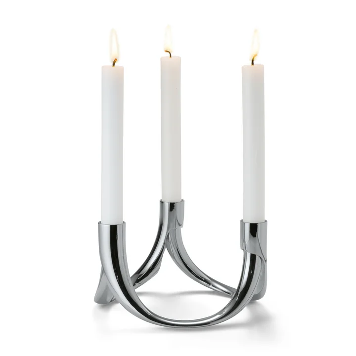 Bow Kerzenhalter für 3 Kerzen von Philippi in silber