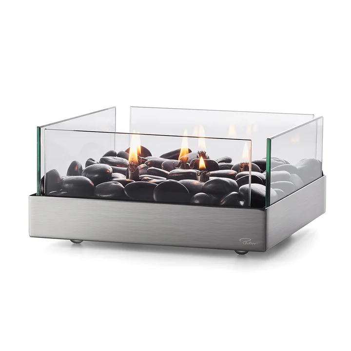 Fireplace Tischkamin 23 x 23 cm von Philippi in silber / schwarz