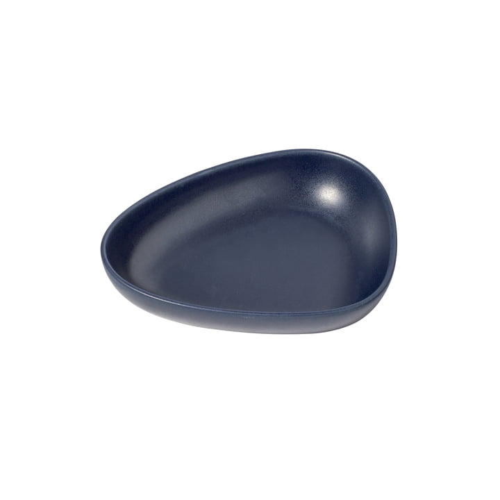 Curve Stoneware tiefer Teller 22 x 19 cm von LindDNA in navy blue