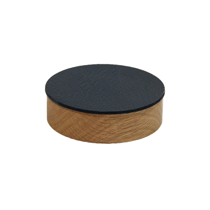 Wood Box mit Deckel rund S Ø 11 cm von LindDNA in Eiche natur / schwarz