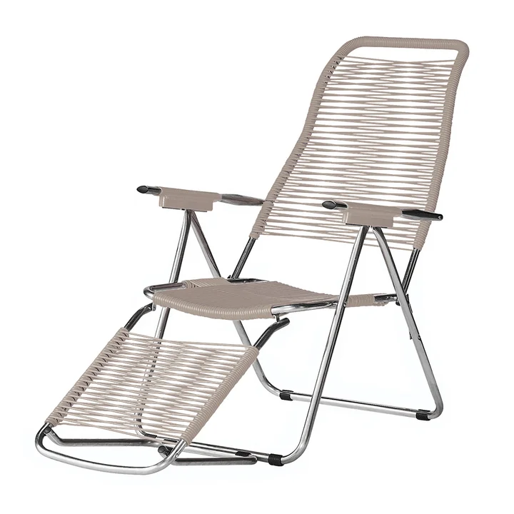 Der Liegestuhl Spaghetti von Fiam, Gestell Aluminium / Bespannung taupe